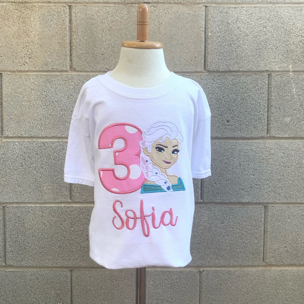 Frozen Elsa Customized Birthday Shirt Embroidered